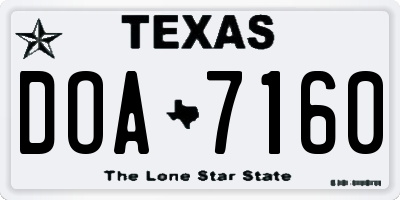 TX license plate DOA7160