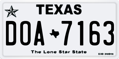 TX license plate DOA7163