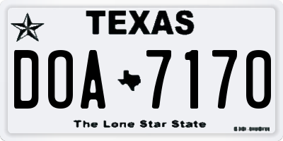 TX license plate DOA7170
