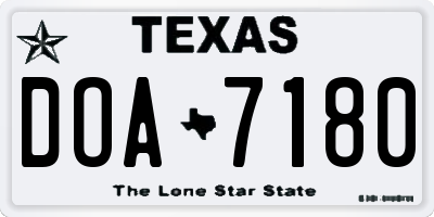 TX license plate DOA7180