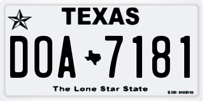 TX license plate DOA7181