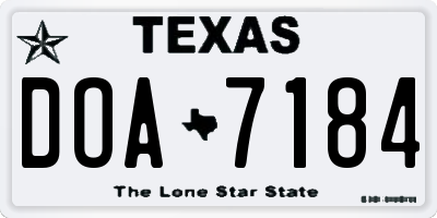 TX license plate DOA7184