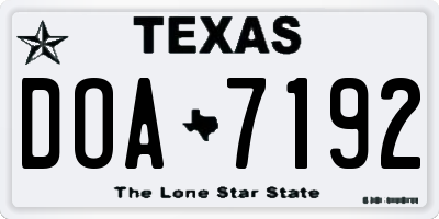 TX license plate DOA7192