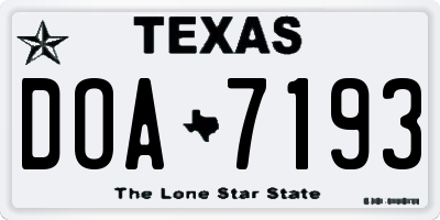 TX license plate DOA7193