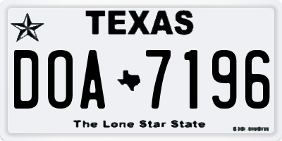 TX license plate DOA7196