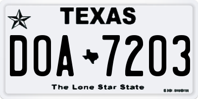 TX license plate DOA7203