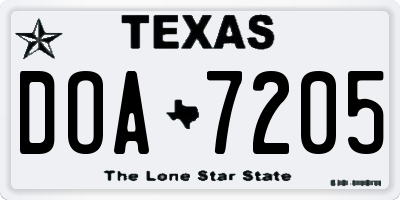 TX license plate DOA7205