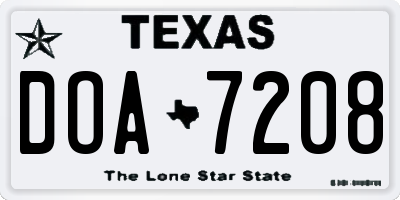TX license plate DOA7208