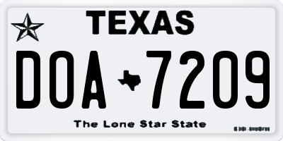 TX license plate DOA7209