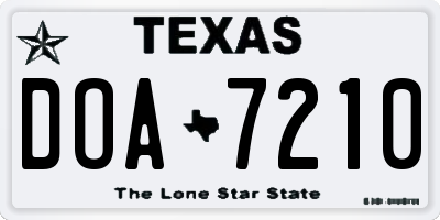TX license plate DOA7210