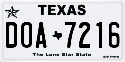 TX license plate DOA7216