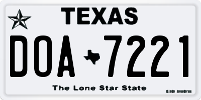 TX license plate DOA7221