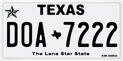 TX license plate DOA7222