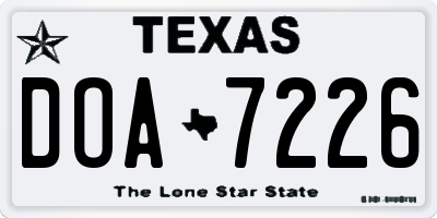 TX license plate DOA7226