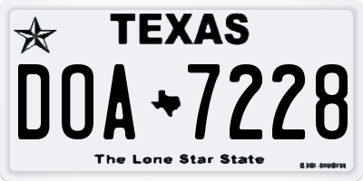 TX license plate DOA7228
