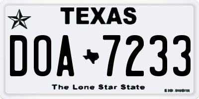 TX license plate DOA7233