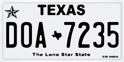 TX license plate DOA7235