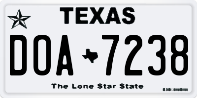 TX license plate DOA7238