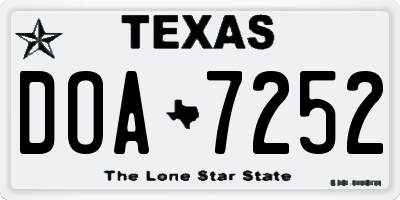 TX license plate DOA7252