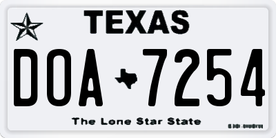 TX license plate DOA7254