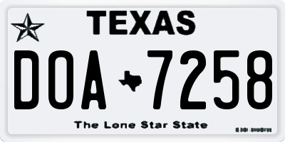 TX license plate DOA7258