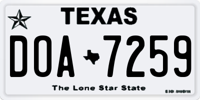 TX license plate DOA7259