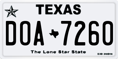 TX license plate DOA7260