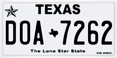 TX license plate DOA7262