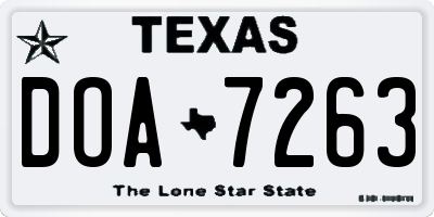 TX license plate DOA7263
