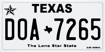 TX license plate DOA7265