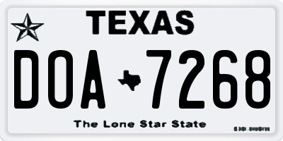 TX license plate DOA7268