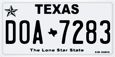 TX license plate DOA7283