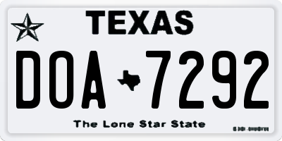 TX license plate DOA7292