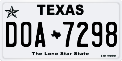 TX license plate DOA7298