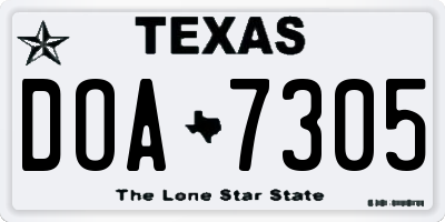 TX license plate DOA7305