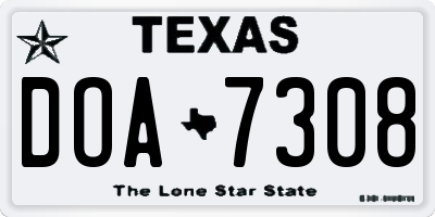 TX license plate DOA7308