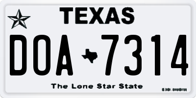 TX license plate DOA7314