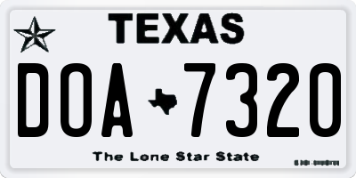 TX license plate DOA7320