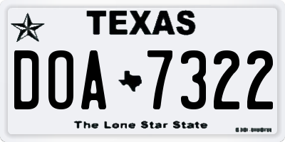 TX license plate DOA7322