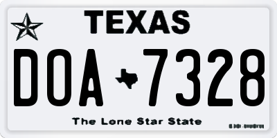 TX license plate DOA7328