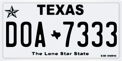 TX license plate DOA7333