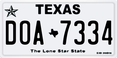 TX license plate DOA7334