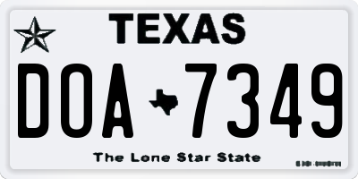TX license plate DOA7349