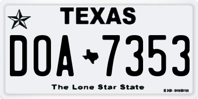 TX license plate DOA7353