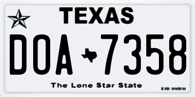 TX license plate DOA7358