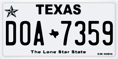 TX license plate DOA7359