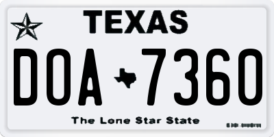 TX license plate DOA7360