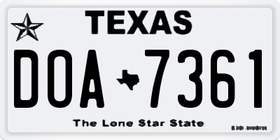 TX license plate DOA7361