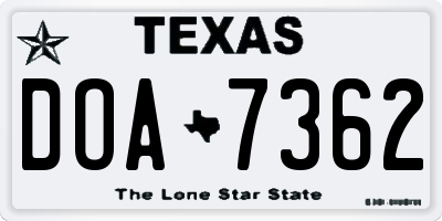 TX license plate DOA7362