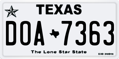 TX license plate DOA7363